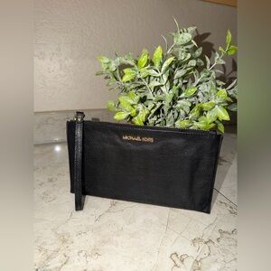 Michael Kors Black Leather Wristlet